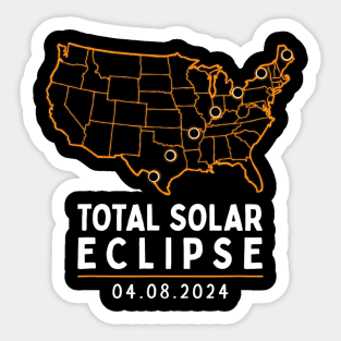 America Totality Total Solar Eclipse April 8 2024 USA Map Sticker